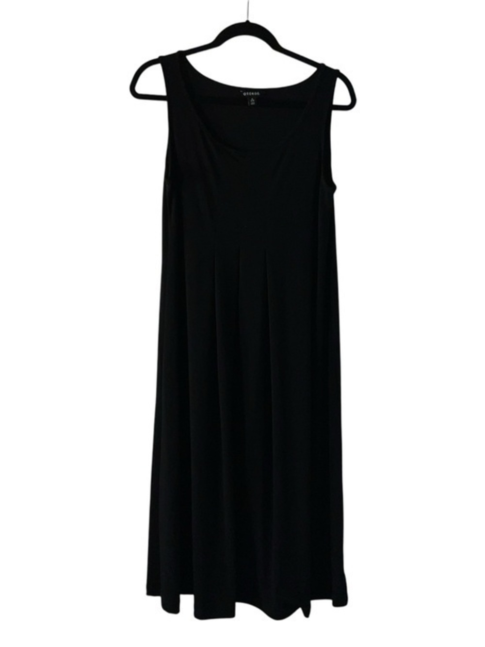 George Black Sleeveless Pleated Maxi Dress - Classic Scoop Neck